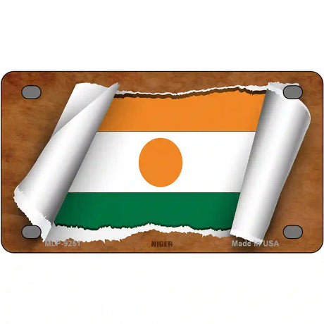 Niger Flag Scroll Metal Novelty License Plate 4" x 2.2" (MLP)