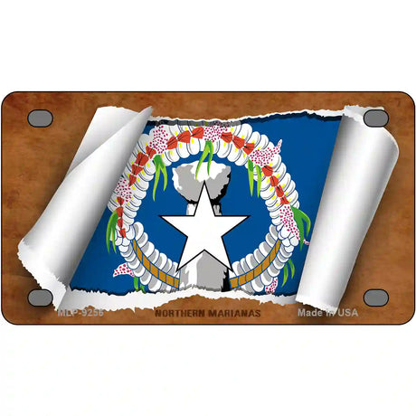 Northern Marianas Flag Scroll Metal Novelty License Plate 4" x 2.2" (MLP)