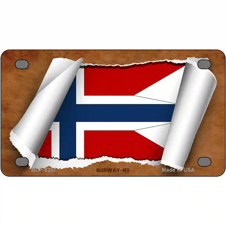 Norway Country Flag Scroll Metal Novelty License Plate 4" x 2.2" (MLP)