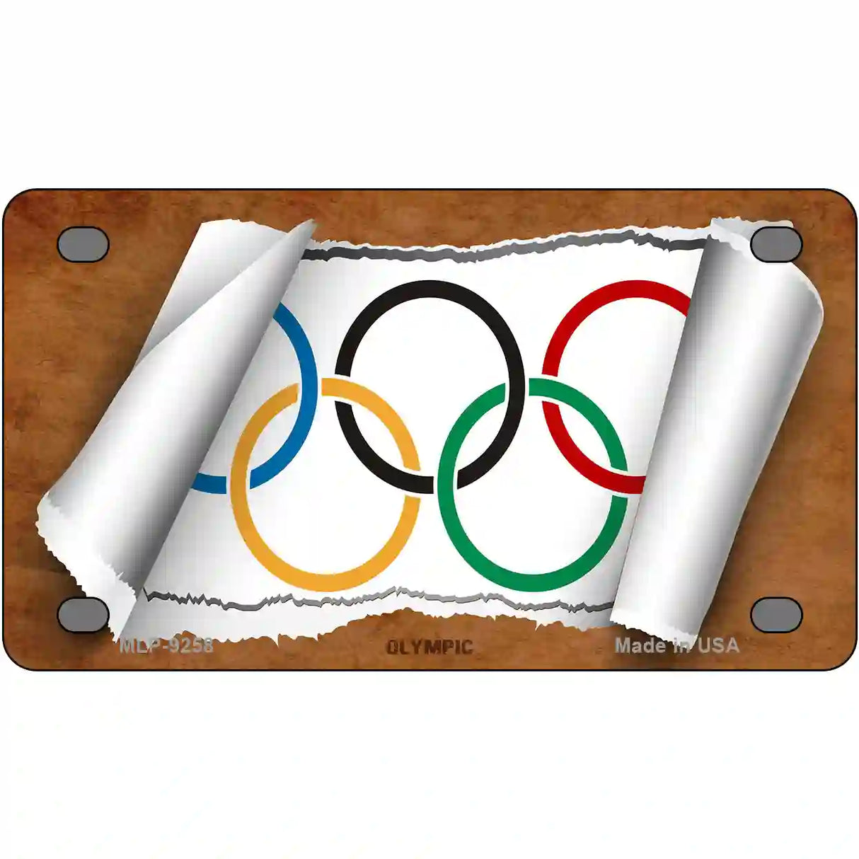 Olympic Flag Scroll Metal Novelty License Plate 4" x 2.2" (MLP)