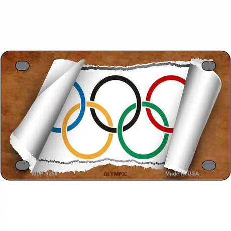 Olympic Flag Scroll Metal Novelty License Plate 4" x 2.2" (MLP)