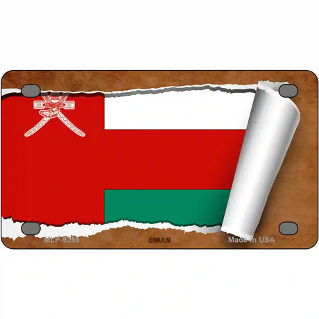 Oman Flag Scroll Metal Novelty License Plate 4" x 2.2" (MLP)