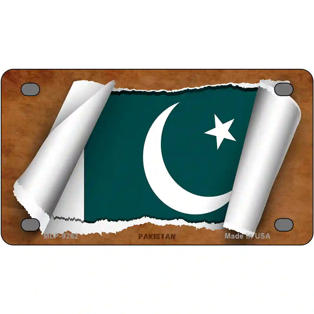 Pakistan Flag Scroll Metal Novelty License Plate 4" x 2.2" (MLP)