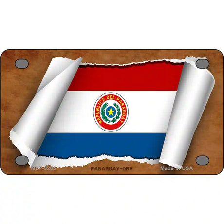 Paraguay-OBV Flag Scroll Metal Novelty License Plate 4" x 2.2" (MLP)