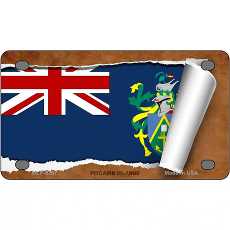 Pitcairn Islands Flag Scroll Metal Novelty License Plate 4" x 2.2" (MLP)