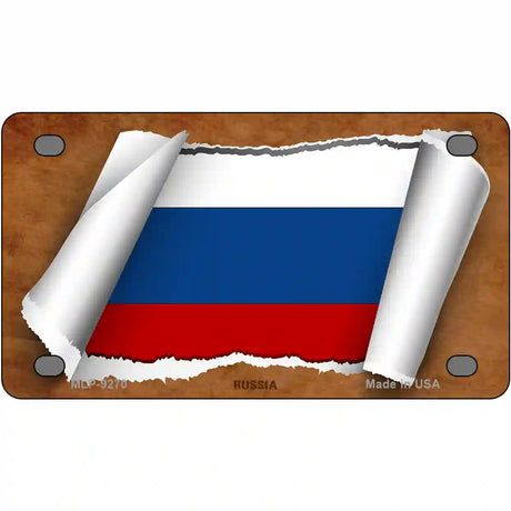 Russia Flag Scroll Metal Novelty License Plate 4" x 2.2" (MLP)