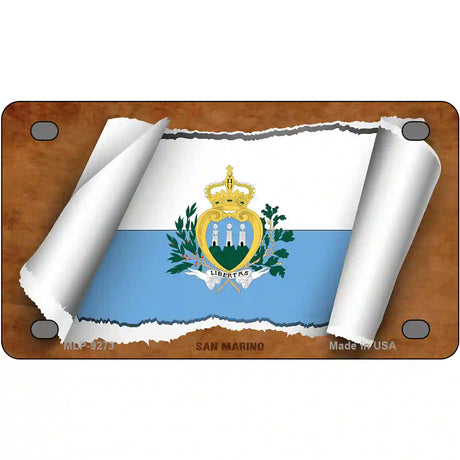 San Marino Flag Scroll Metal Novelty License Plate 4" x 2.2" (MLP)