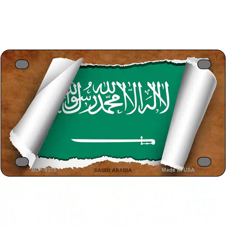 Saudi Arabia Flag Scroll Metal Novelty License Plate 4" x 2.2" (MLP)