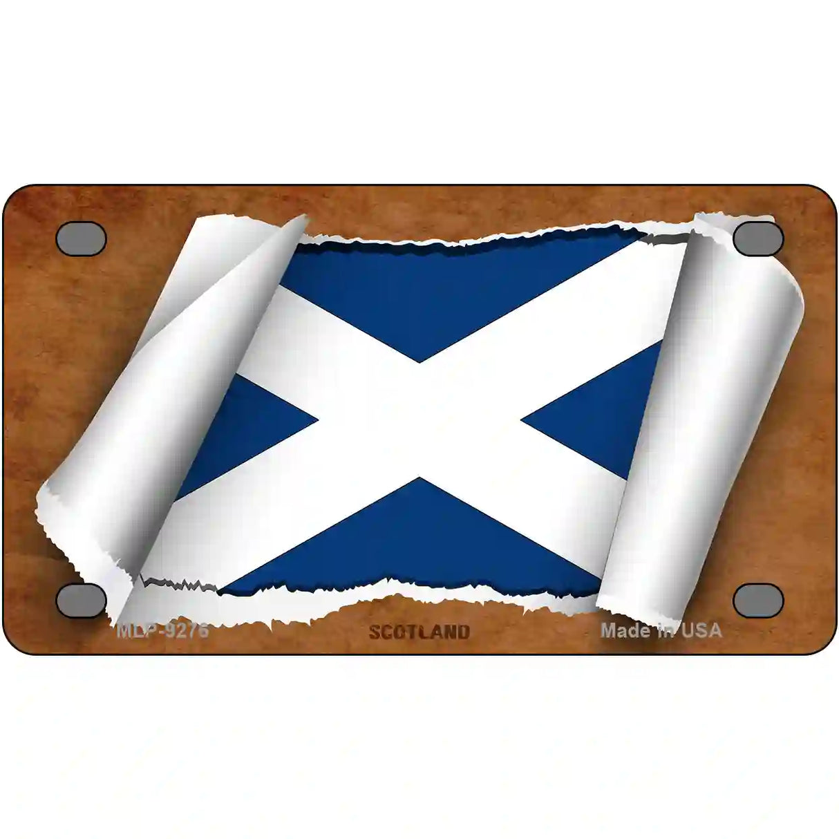 Scotland Flag Scroll Metal Novelty License Plate 4" x 2.2" (MLP)