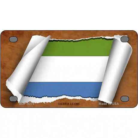 Sierra Leone Flag Scroll Metal Novelty License Plate 4" x 2.2" (MLP)