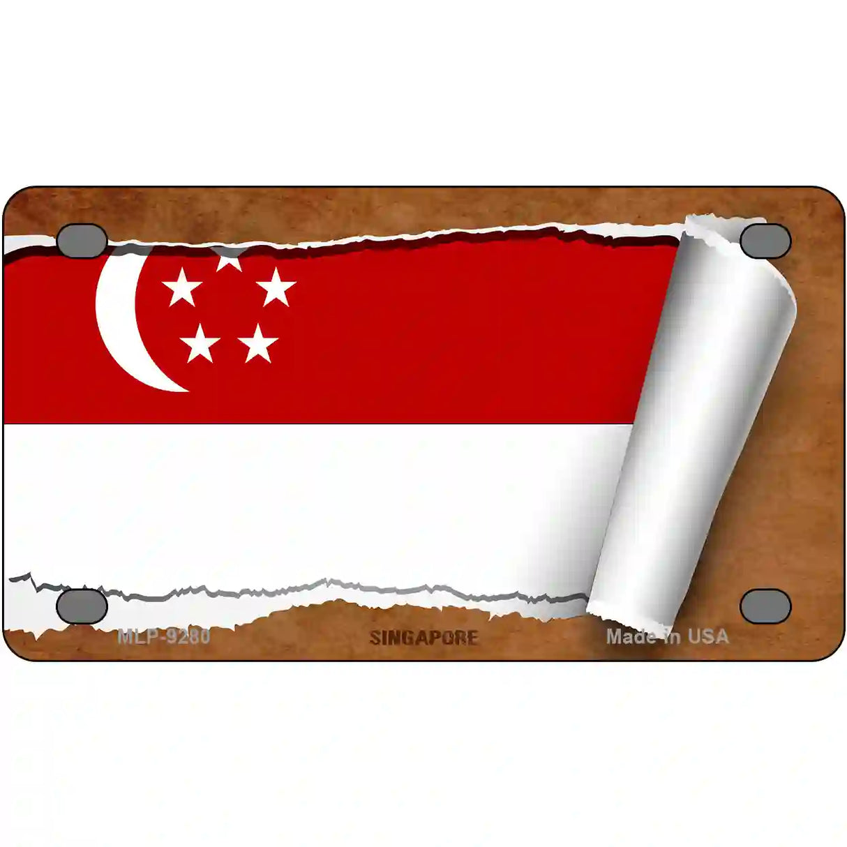 Singapore Flag Scroll Metal Novelty License Plate 4" x 2.2" (MLP)