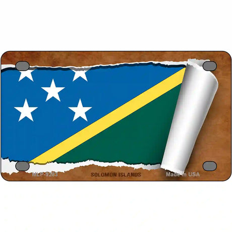 Solomon Islands Flag Scroll Metal Novelty License Plate 4" x 2.2" (MLP)