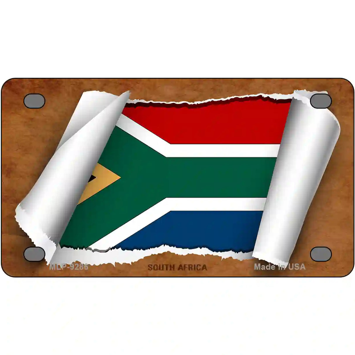 South Africa Flag Scroll Metal Novelty License Plate 4" x 2.2" (MLP)