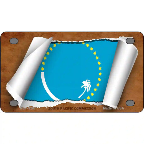 South Pacific Commission Flag Scroll Metal Novelty License Plate 4" x 2.2" (MLP)