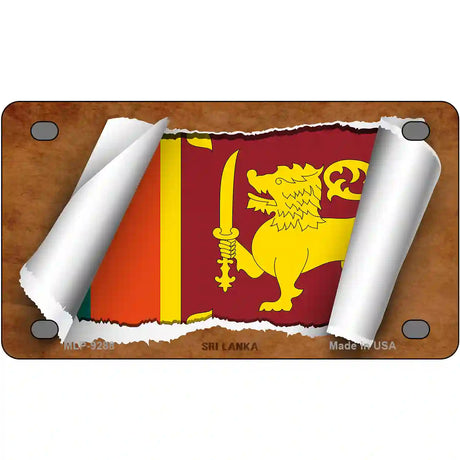 Sri Lanka Flag Scroll Metal Novelty License Plate 4" x 2.2" (MLP)