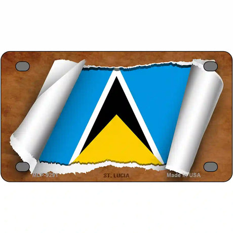 St Lucia Flag Scroll Metal Novelty License Plate 4" x 2.2" (MLP)