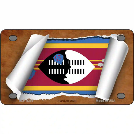 Swaziland Flag Scroll Metal Novelty License Plate 4" x 2.2" (MLP)