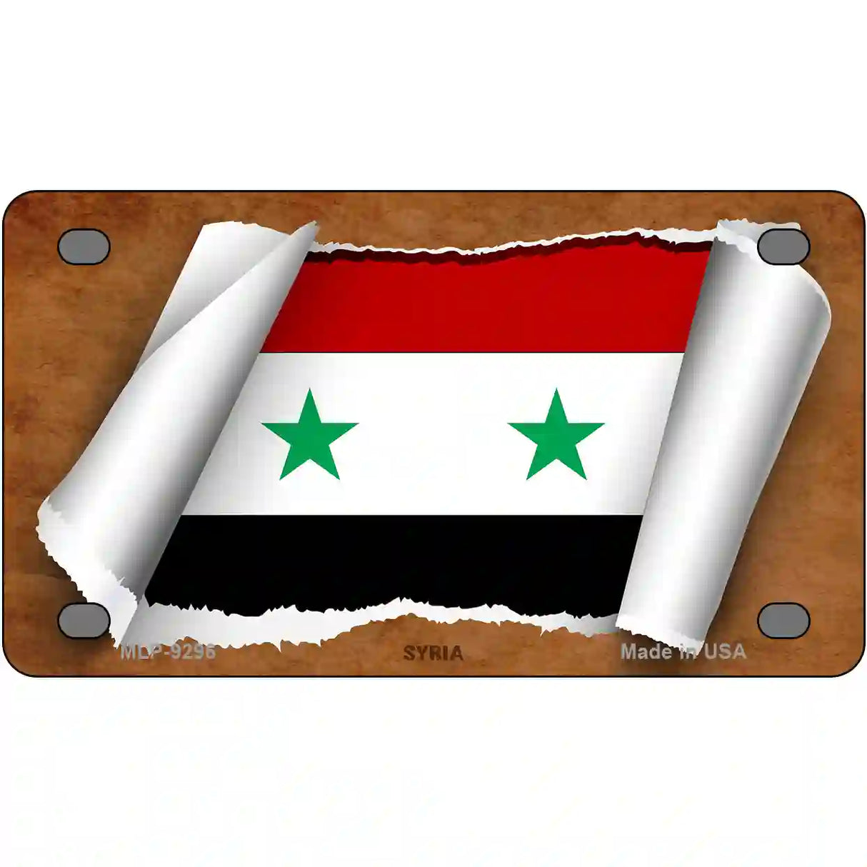 Syria Flag Scroll Metal Novelty License Plate 4" x 2.2" (MLP)