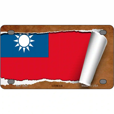 Taiwan Flag Scroll Metal Novelty License Plate 4" x 2.2" (MLP)