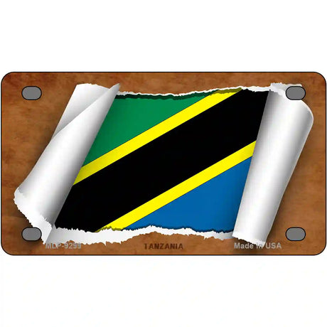 Tanzania Flag Scroll Metal Novelty License Plate 4" x 2.2" (MLP)