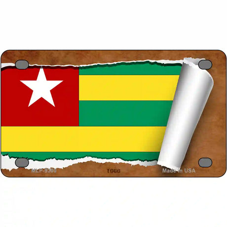 Togo Flag Scroll Metal Novelty License Plate 4" x 2.2" (MLP)