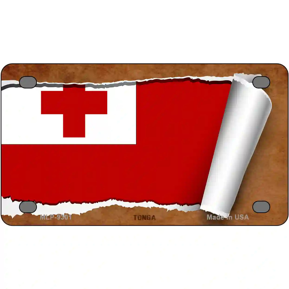 Tonga Flag Scroll Metal Novelty License Plate 4" x 2.2" (MLP)