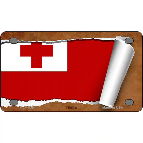 Tonga Flag Scroll Metal Novelty License Plate 4" x 2.2" (MLP)