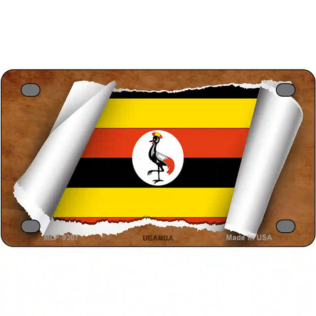 Uganda Flag Scroll Metal Novelty License Plate 4" x 2.2" (MLP)