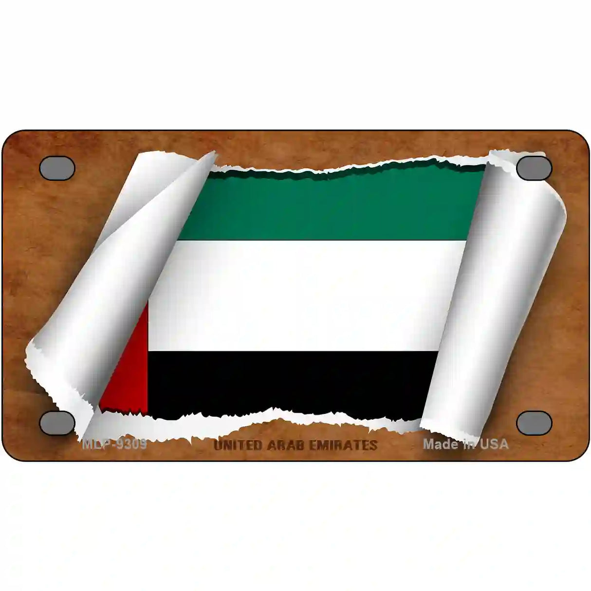 United Arab Emirates Flag Scroll Metal Novelty License Plate 4" x 2.2" (MLP)