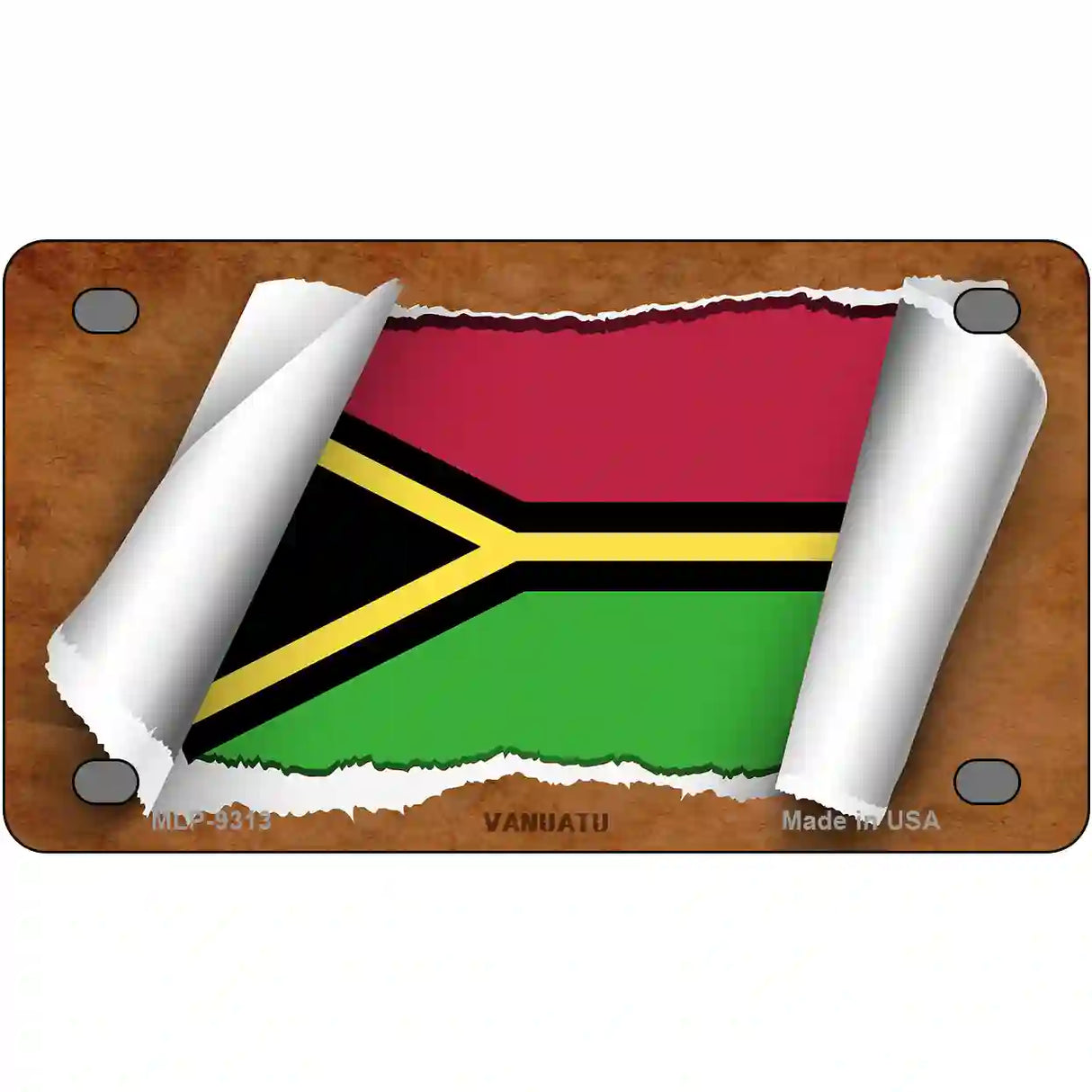 Vanuatu Flag Scroll Metal Novelty License Plate 4" x 2.2" (MLP)