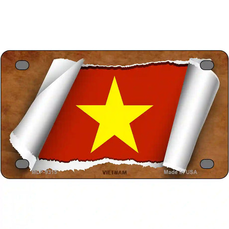 Vietnam Flag Scroll Metal Novelty License Plate 4" x 2.2" (MLP)