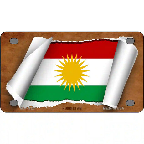 Kurdistan Flag Scroll Metal Novelty License Plate 4" x 2.2" (MLP)