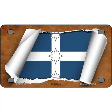 Eureka Flag Scroll Metal Novelty License Plate 4" x 2.2" (MLP)