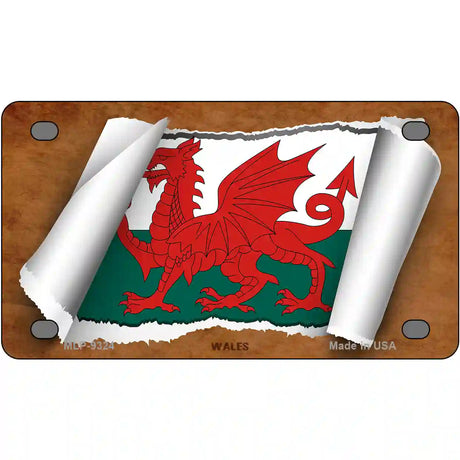 Wales Flag Scroll Metal Novelty License Plate 4" x 2.2" (MLP)