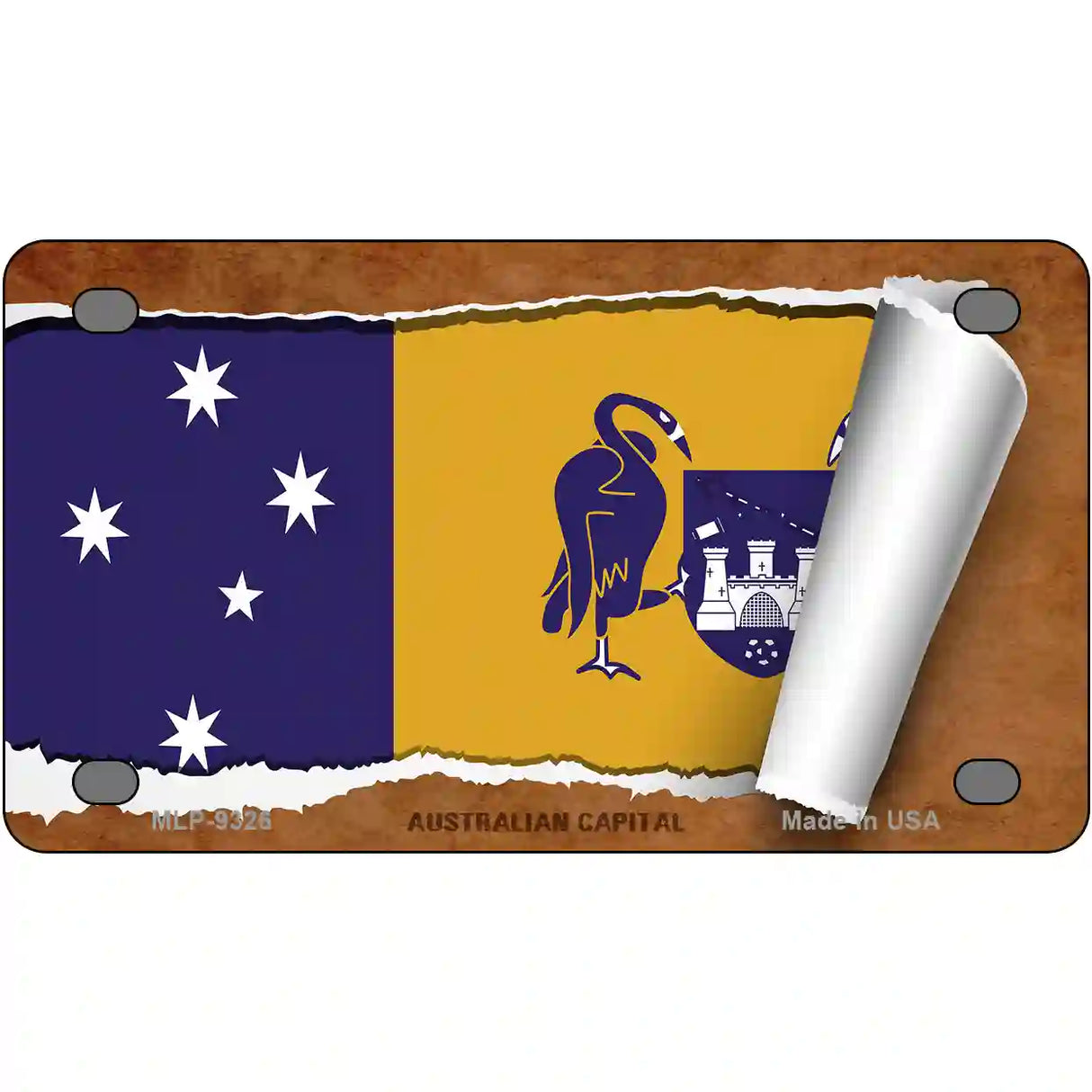 Australian Capital Flag Scroll Metal Novelty License Plate 4" x 2.2" (MLP)