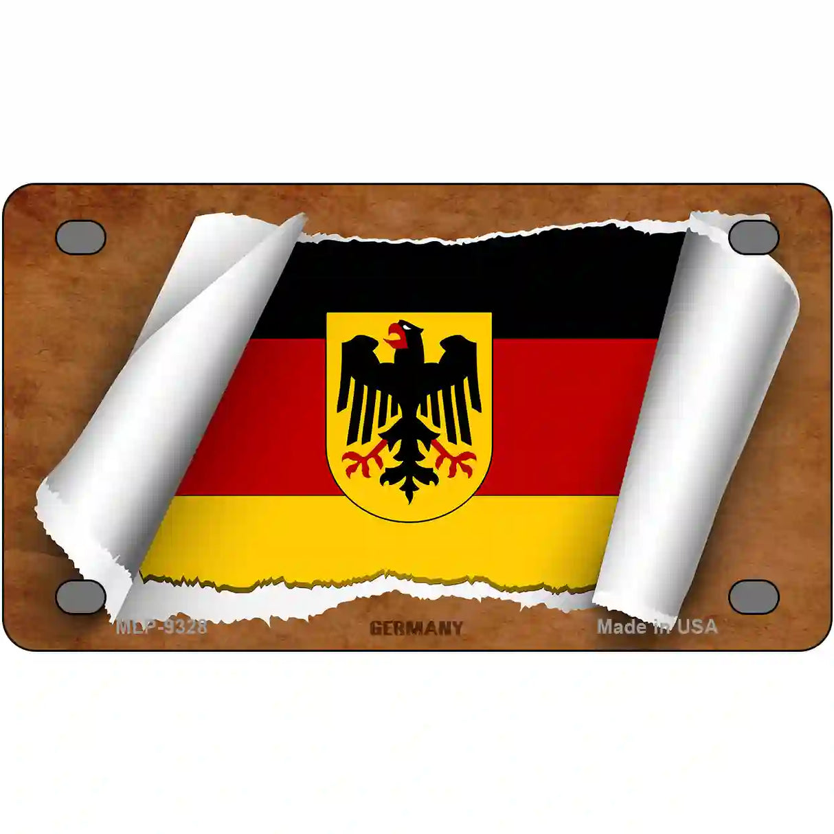 Germany Country Flag Scroll Metal Novelty License Plate 4" x 2.2" (MLP)