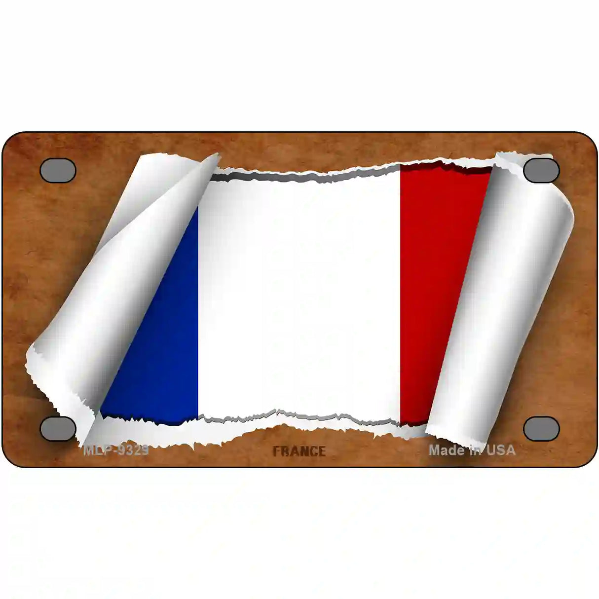 France Flag Scroll Metal Novelty License Plate 4" x 2.2" (MLP)