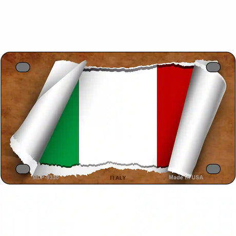 Italy Flag Scroll Metal Novelty License Plate 4" x 2.2" (MLP)