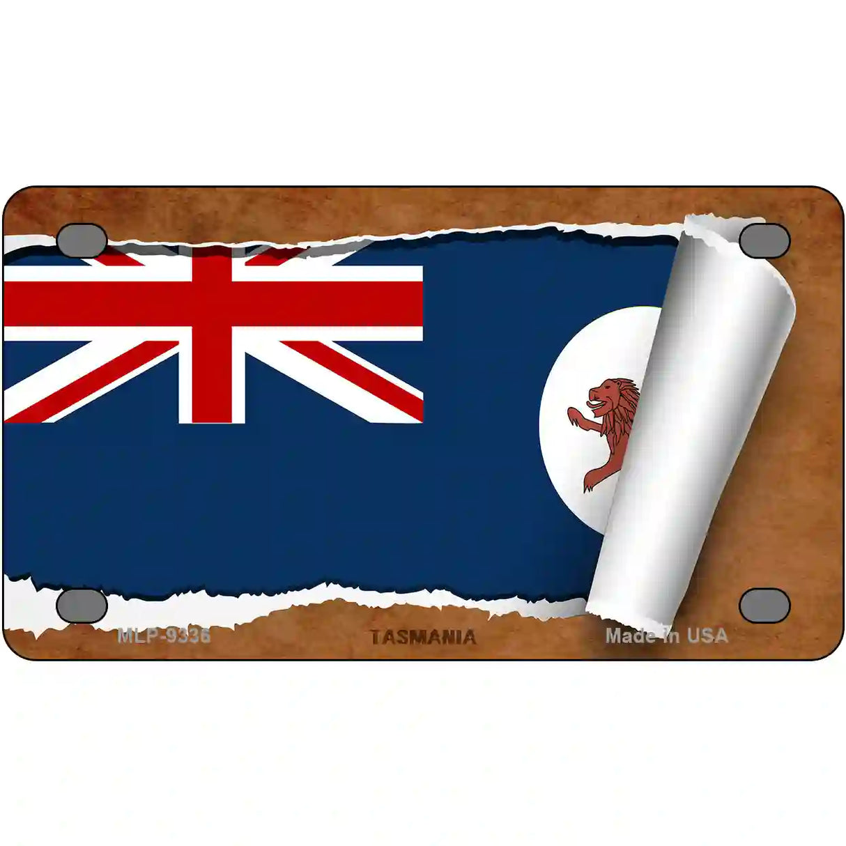 Tasmania Flag Scroll Metal Novelty License Plate 4" x 2.2" (MLP)