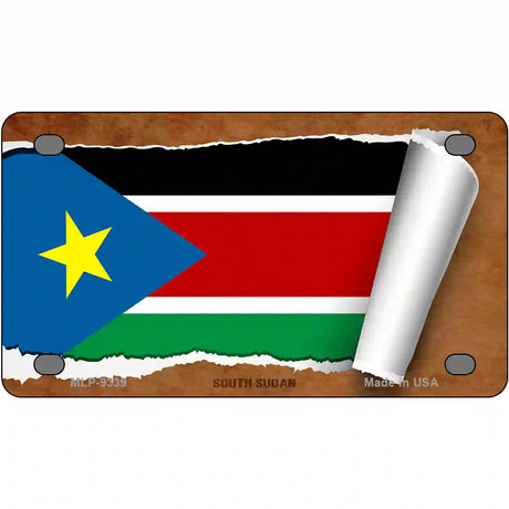 South Sudan Flag Scroll Metal Novelty License Plate 4" x 2.2" (MLP)