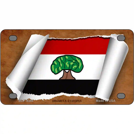 Oromia Ethiopia Flag Scroll Metal Novelty License Plate 4" x 2.2" (MLP)