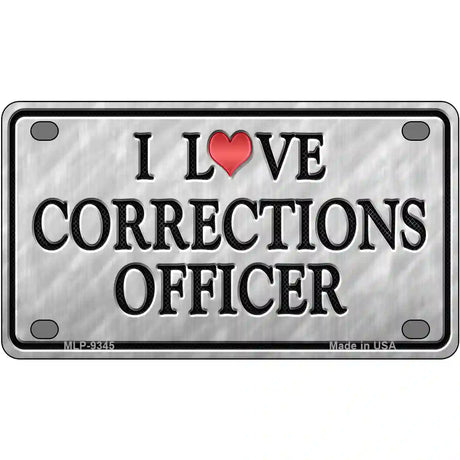 I Love Corrections Officer Metal Novelty License Plate 4" x 2.2" (MLP)