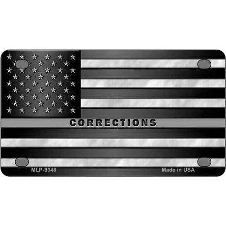 American Flag Corrections Metal Novelty License Plate 4" x 2.2" (MLP)