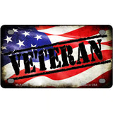 Veteran American Flag Metal Novelty License Plate 4" x 2.2" (MLP)