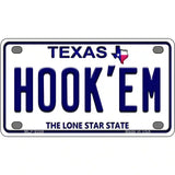 Hookem Texas Novelty Metal License Plate 4" x 2.2" (MLP)