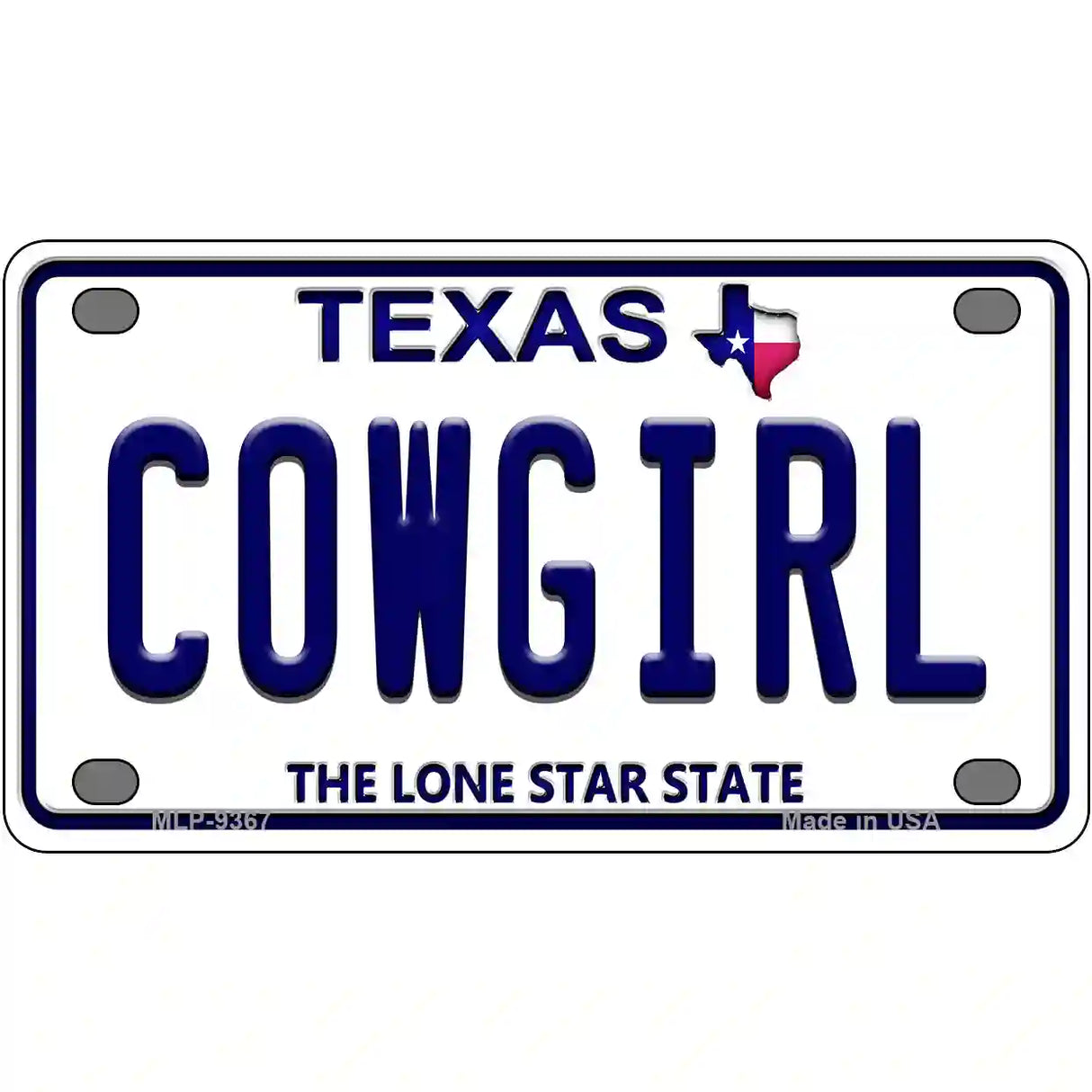 Cowgirl Texas Novelty Metal License Plate 4" x 2.2" (MLP)