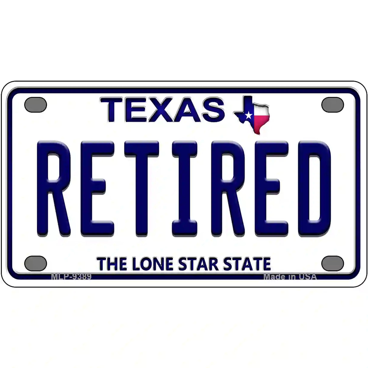 Retired Texas Novelty Metal License Plate 4" x 2.2" (MLP)