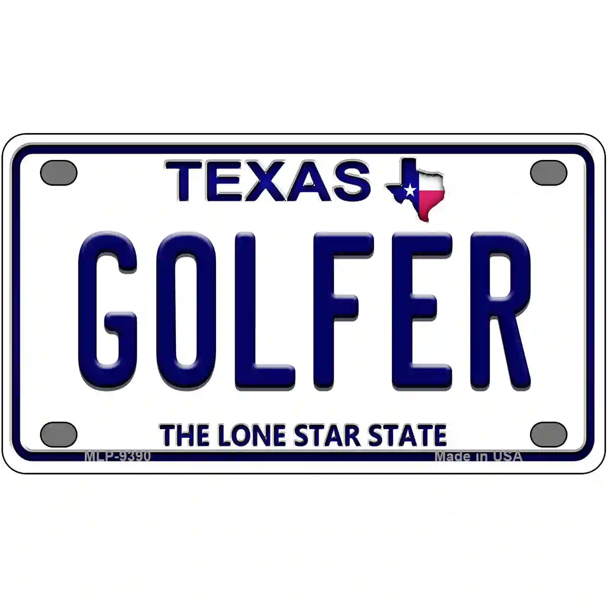 Golfer Texas Novelty Metal License Plate 4" x 2.2" (MLP)