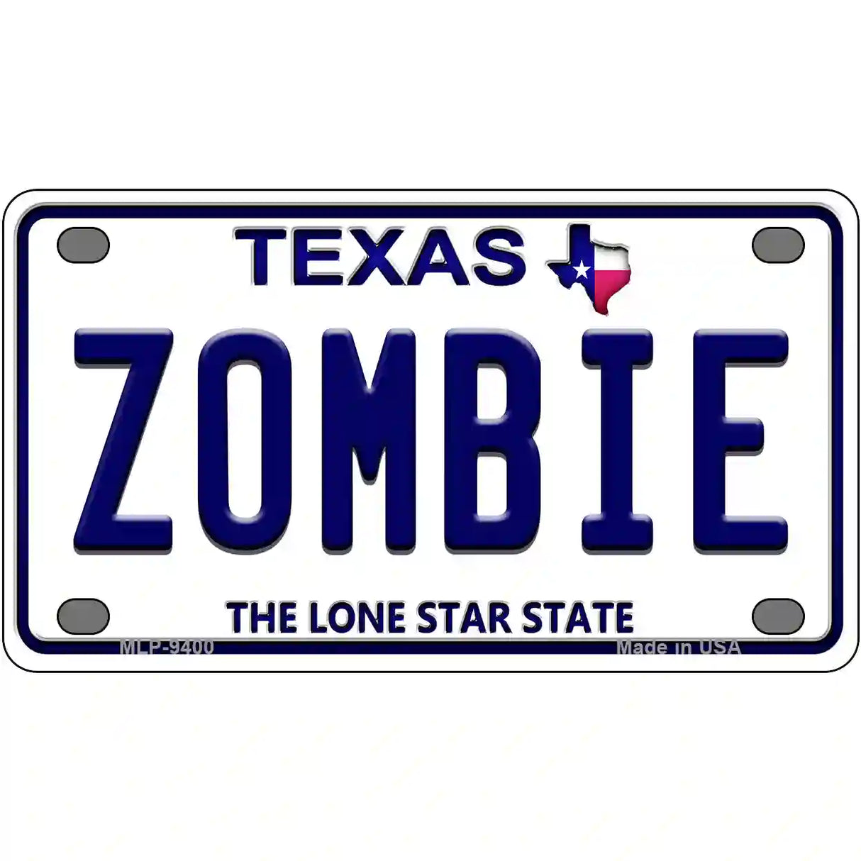 Zombie Texas Novelty Metal License Plate 4" x 2.2" (MLP)