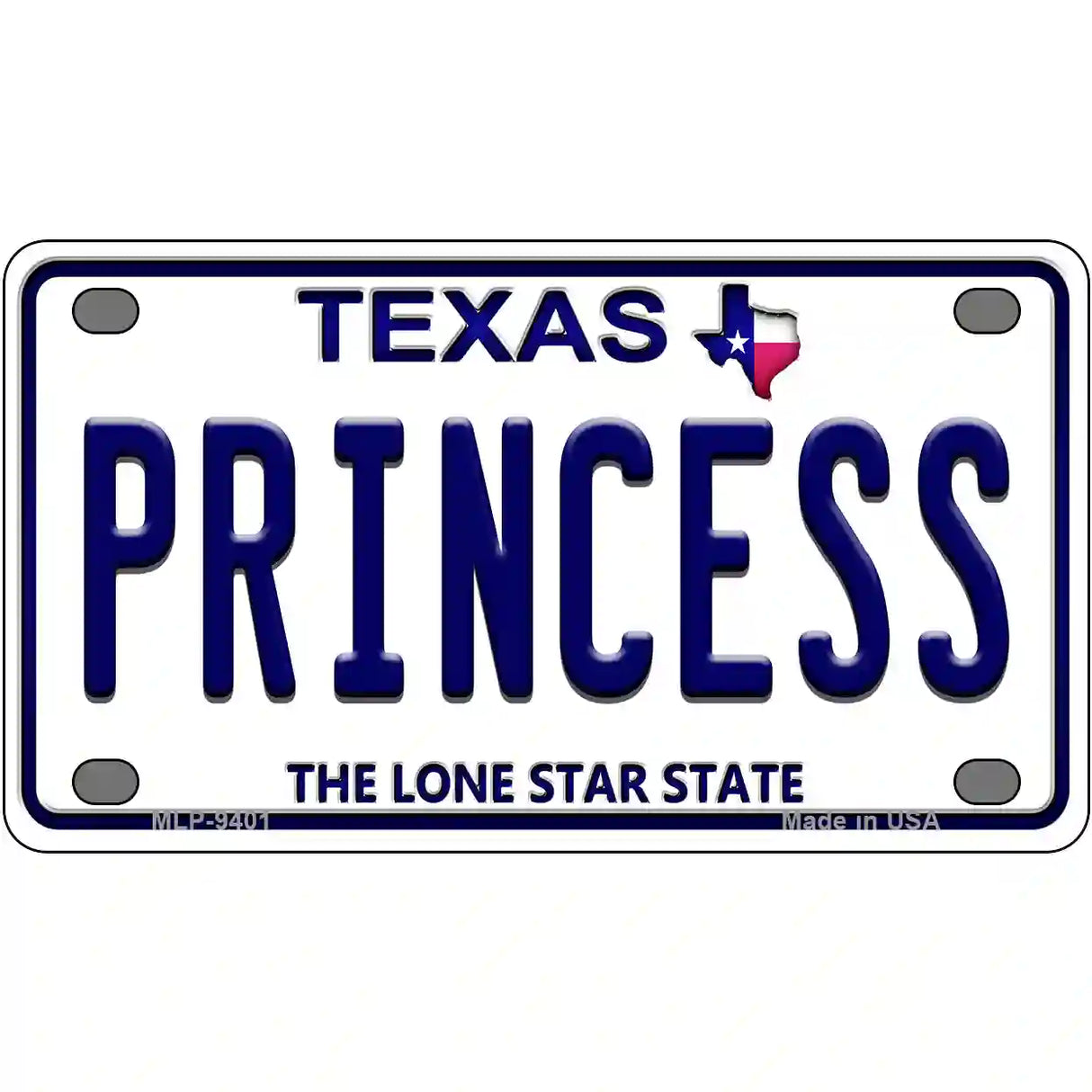 Princess Texas Novelty Metal License Plate 4" x 2.2" (MLP)